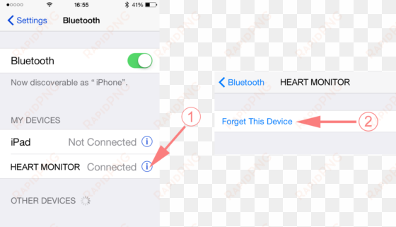 if you see your heart rate monitor listed under the - forget device on ios