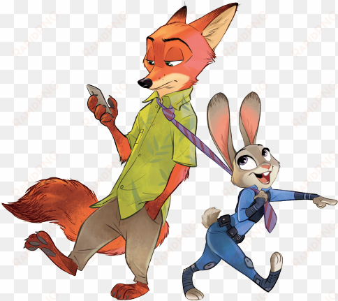 if zootopia was traditionally hand drawn animated - judy hopps and nick wilde 2d