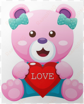 illustration of teddy bear with heart vector poster - teddy bear