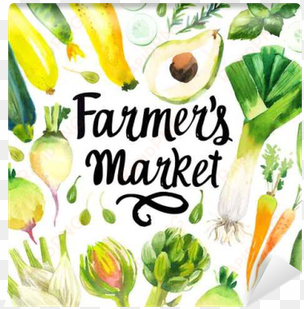 illustration with watercolor food - farmers' market