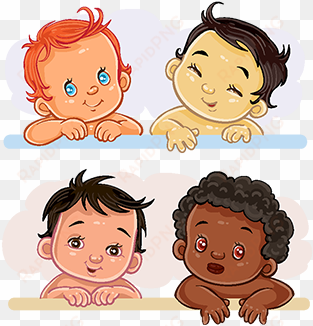 illustrations little children of different nationalities, - mulatos animados