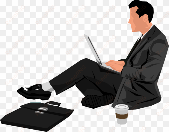 image black and white stock with laptop big image png - clipart people with laptop