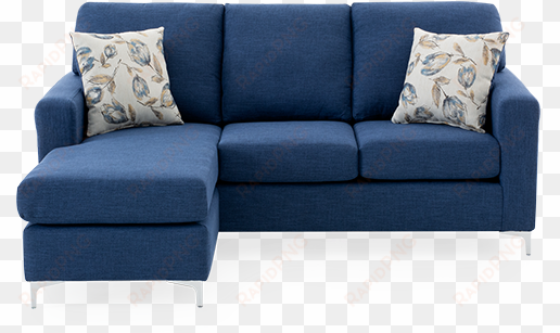 image for blue upholstered reversible sectional sofa - sofa bed