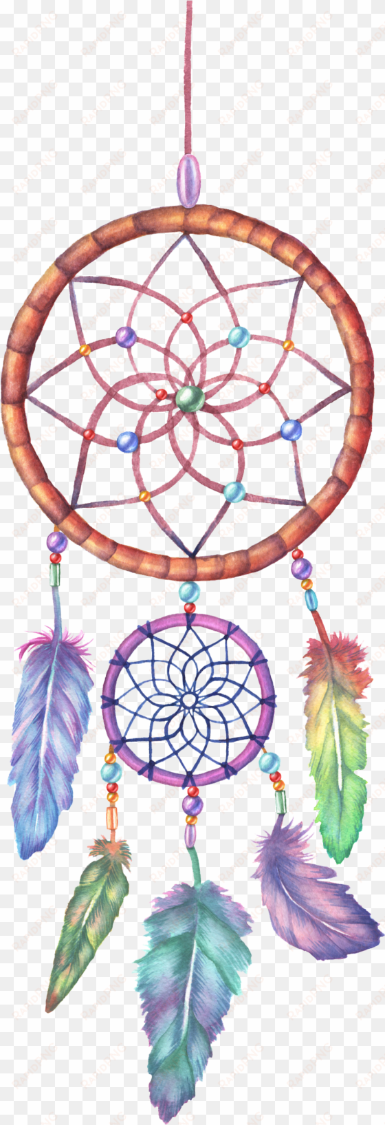 image free stock dreamcatcher watercolor painting illustration - colorful dream catcher png