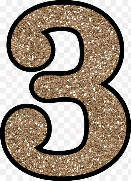 image freeuse library free to download and print printable - gold glitter number 3
