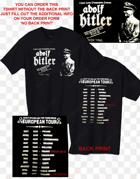 image of the adolf hitler european tour t-shirt - t shirt hitler european tour