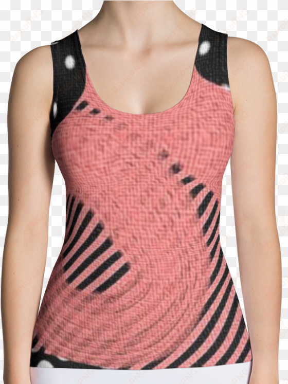 image of women's fashion pink black and white polka - top