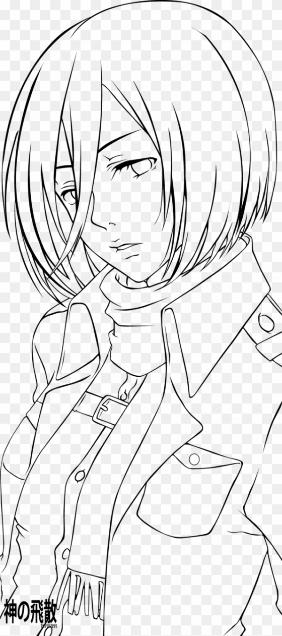 image transparent attack on titan - attack on titan mikasa lineart