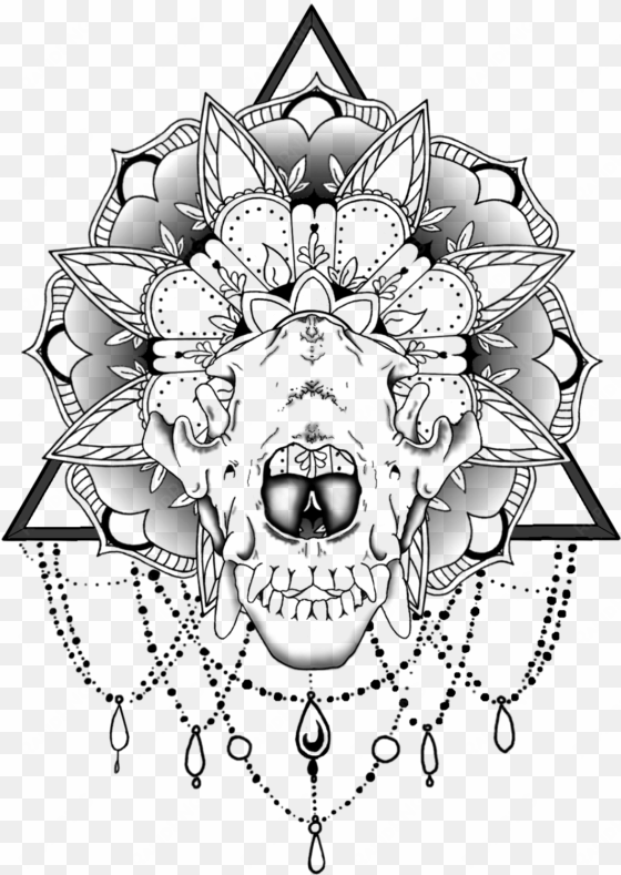 image wolf skull by - skull mandala