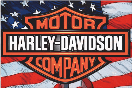 imagem do quadro decorativo harley bandeira e - american flag harley davidson logo