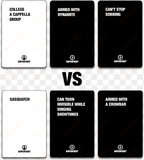 imagine cards against humanity meets apples to apples - super fight cards