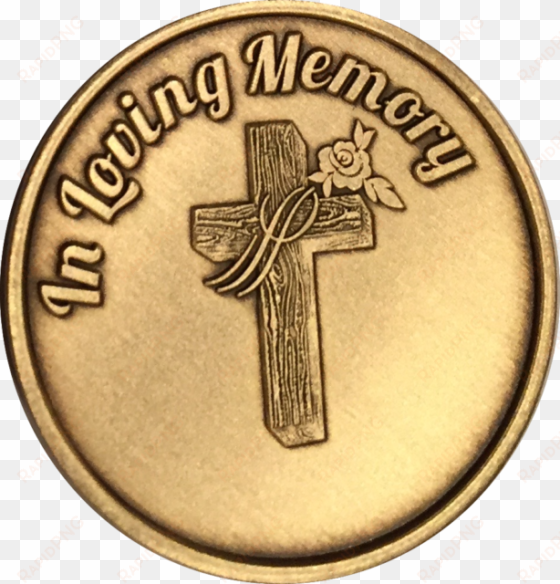 In Loving Memory Cross Rose Memorial Bronze Medallion - Cross transparent png image