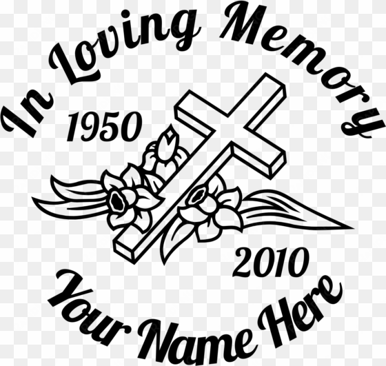 in loving memory cross with flowers sticker designer - loving memory heart sticker