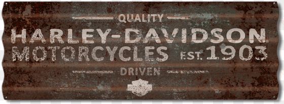 industrial harley-davidson corrugated metal sign - hardwood