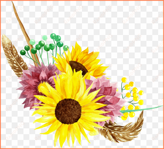 inspiring watercolor flowers clipart wedding image - sunflower vector