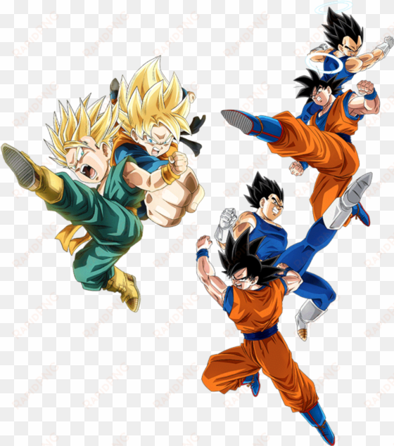 int goten & teq trunks have very similiar poses when - vegeta