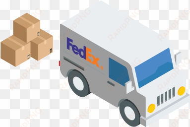 integrated shipping software for fedex - car 3d vector flat icon