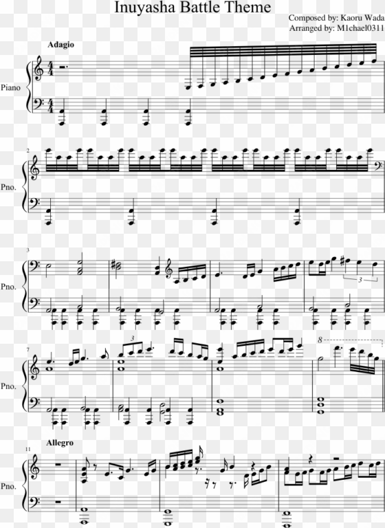inuyasha battle theme sheet music composed by composed - sheet music