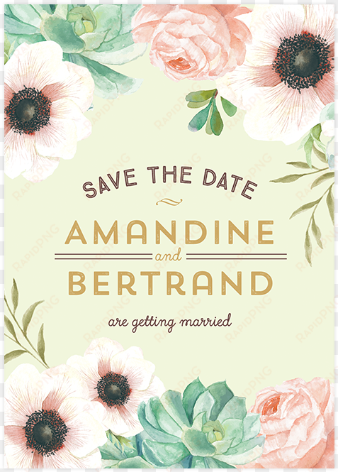 invitation mariage personnalise fleurs pink mint bouquet - personalised botanical wedding invitation