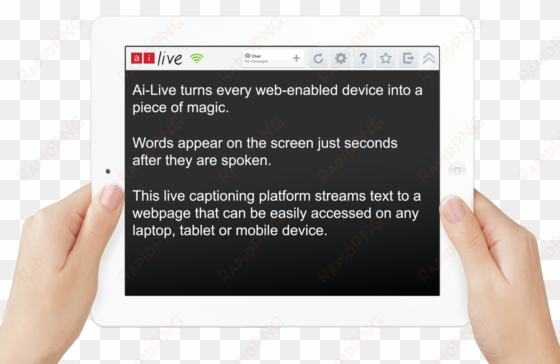 Ipad Caption Viewer Hands Ai-live Schools Page - Captioning Device For Deaf transparent png image