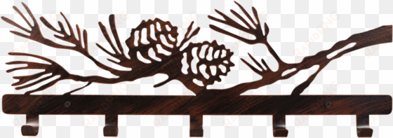 Iron Pine Branch Coat Rack - Iron Pinecone Welcome Sign transparent png image