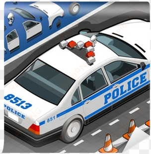 isometric police car in rear view wall mural • pixers® - police car