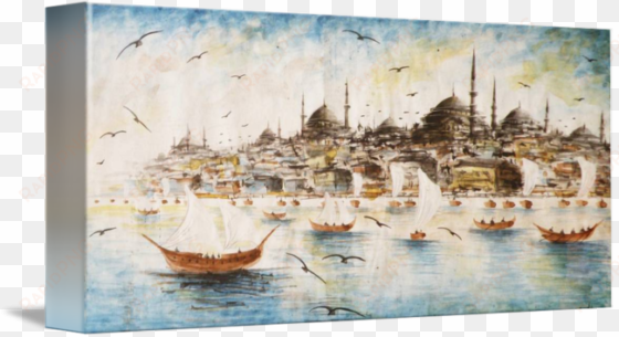 "istanbul turkey" by art club, milan // istanbul watercolor - gallery-wrapped canvas art print 16 x 7 entitled istanbul