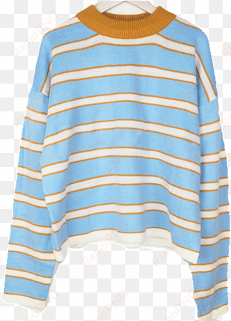 itgirl shop blue yellow stripes cute o neck sweater - pastel striped shirt transparent png