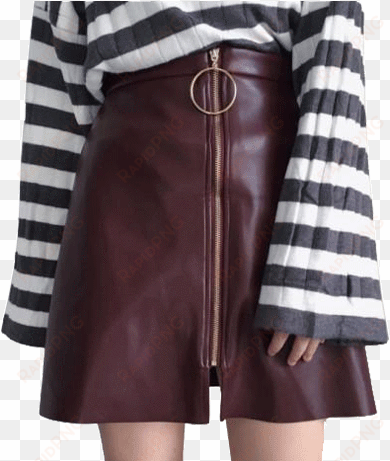 itgirl shop leather skirt metallic ring front zipper - black leather skirt aesthetic outfit