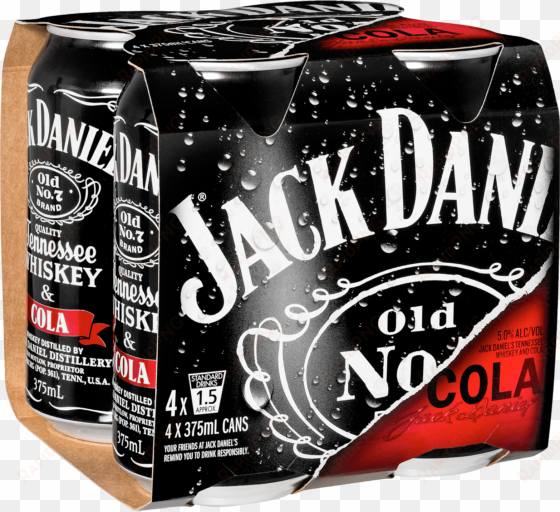 jack daniel's tennessee whiskey & cola cans 375ml 4 - jack daniels and cola 4 pack