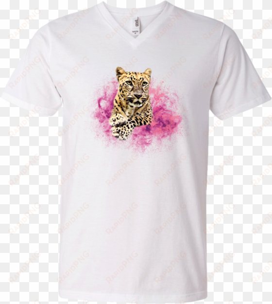 jade leopard watercolor pink men's printed v-neck t - bunkieshop dance mom t-shirt - mother's day many types,