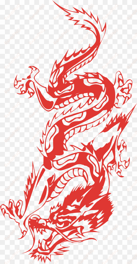 japanese dragon clip art hand painted style - red japan dragon png
