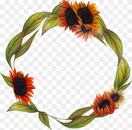 japanese flower wreath hand-painted png transparent - cuadros de girasoles png