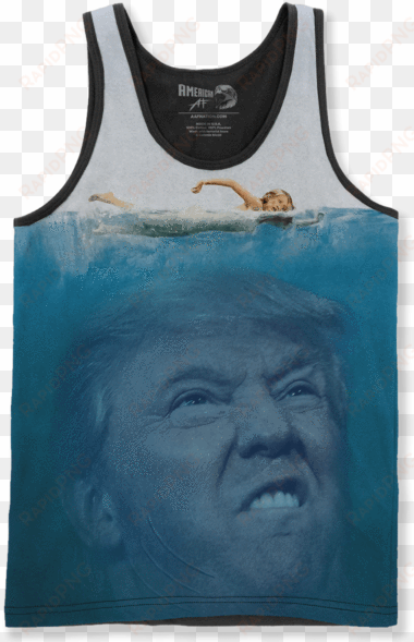 jaws trump shark - trump riding eagle tank top