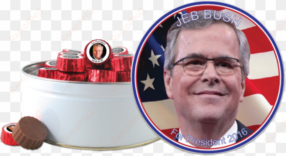 Jeb Bush For President Tin With Jeb Bush Two-bite Foiled - American Flag transparent png image