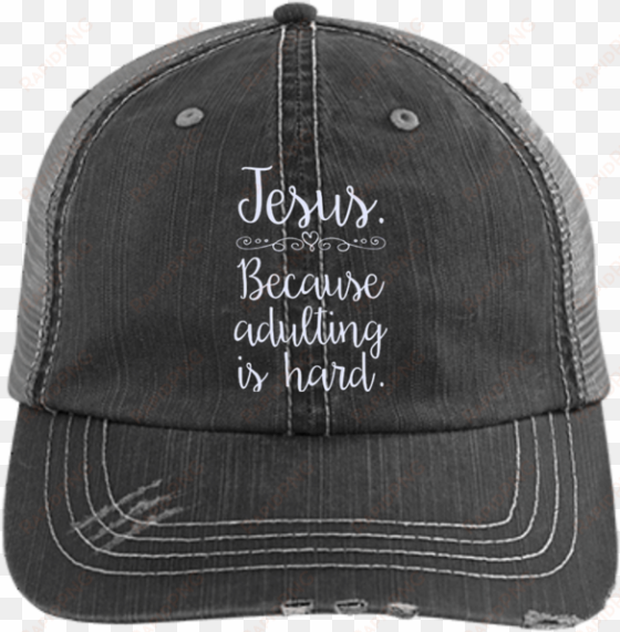 jesus because adulting is hard hats - pentacle and crescent moon cap