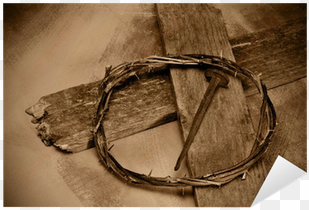 jesus christ cross, nail and crown of thorns sticker - cruz coroa de espinho e cravos