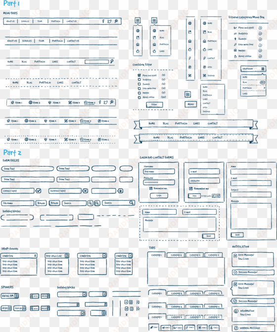 jolly ui hand-drawn ui kit preview - hand drawn ui elements