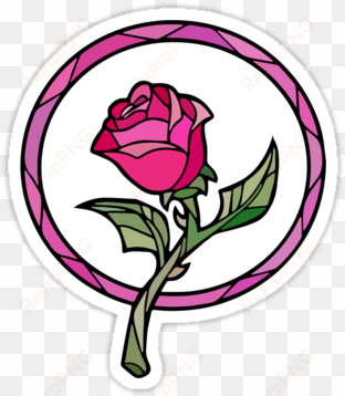 jpg download stained glass sticker by keith pierce - beauty and the beast rose design
