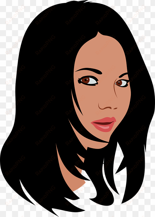 jpg transparent girl with black clipart - long black hair cartoon