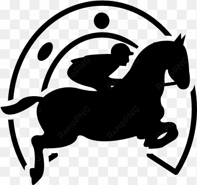 jumping horse with jockey in front of a horseshoe vector - horse race icon png