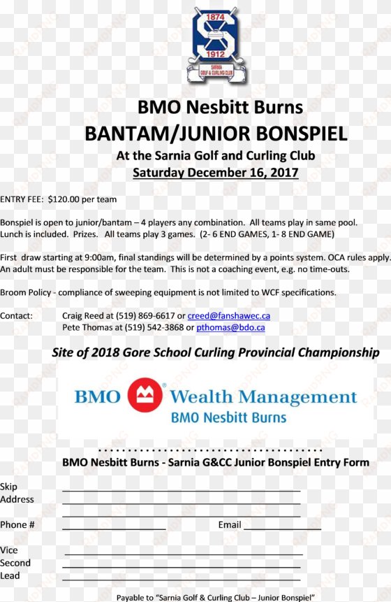 junior/bantam bonspiel sponsored by bmo nesbitt burns - sarnia golf and curling club