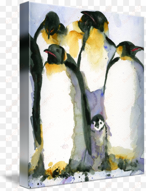 "just chillin watercolor painting of penguins art" - pinguin artistic