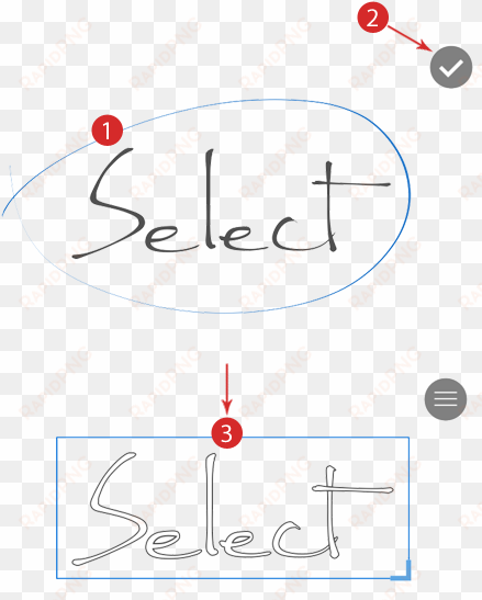 just circle it in pen mode and tap the ✓icon that appears - diagram