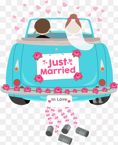 just married - just married bride and groom wedding car tote bag,