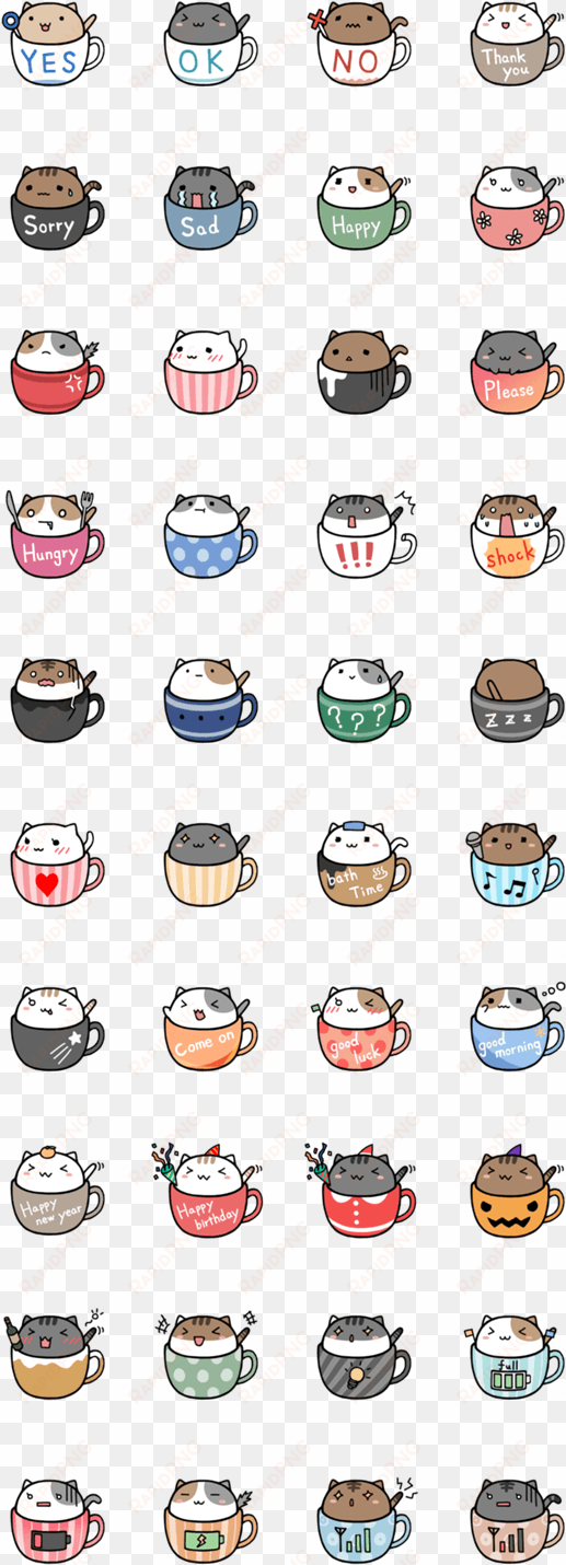 kawaii cats in cups