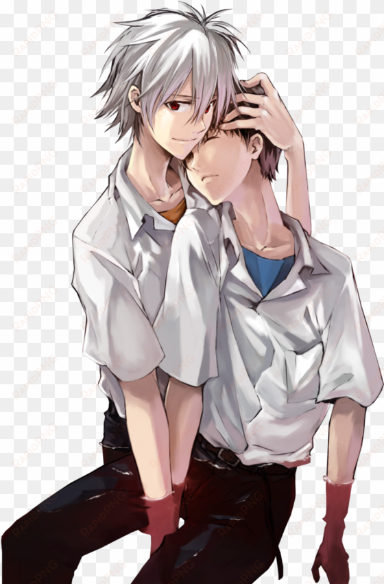 kaworu nagisa, shinji ikari, hideaki anno in disguise - kaworu and shinji png