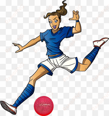 kickball - cartoon girl playing football