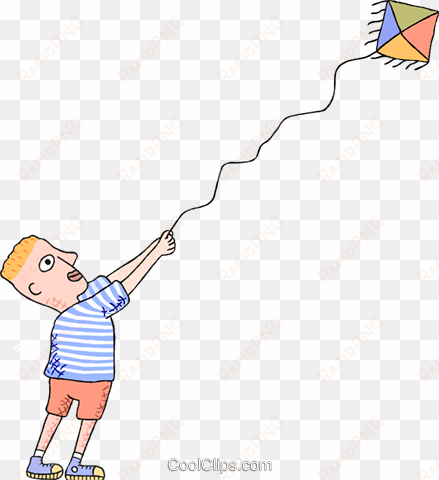kid flying kite royalty free vector clip art illustration - can t fly a kite