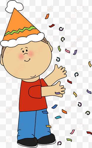 kid with birthday confetti clip art - kids birthday clipart